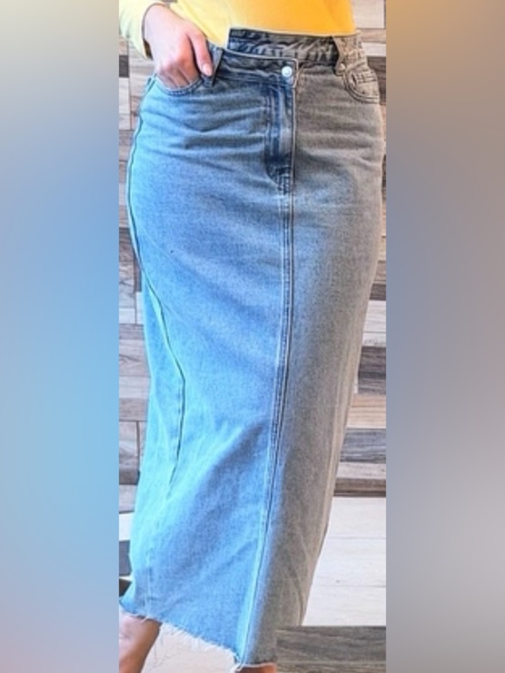 Frayed Asymetrical Denim Skirt